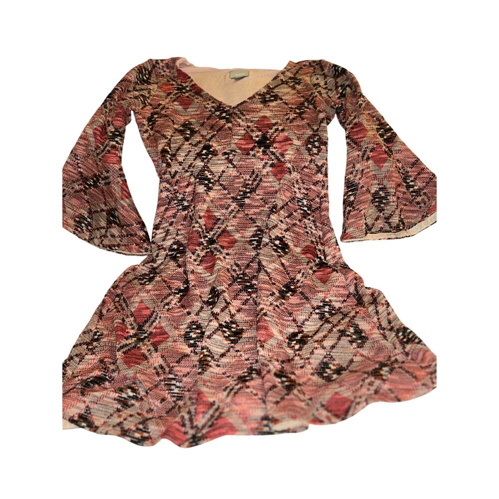 Maeve Anthropologie Textured Knit Fit Flare Dress Bell Sleeve Size S
